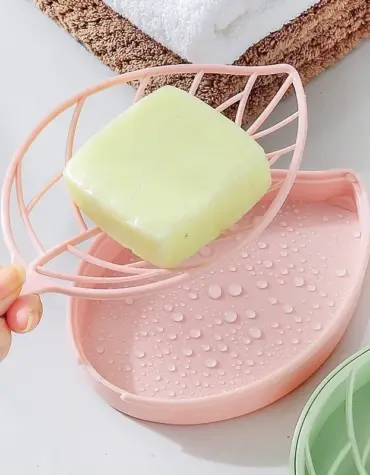 กล่องใส่สบู่รูปทรงใบไม้ กรองน้ำได้ สีสันสดใส