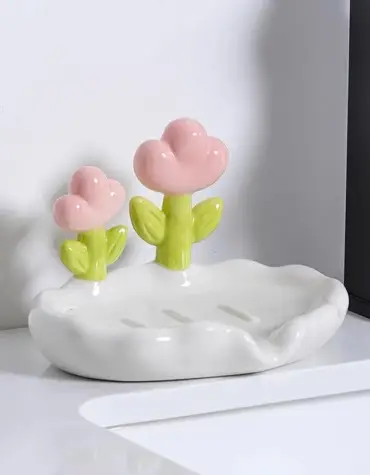 ที่ใส่สบู่ลายดอกไม้น่ารัก